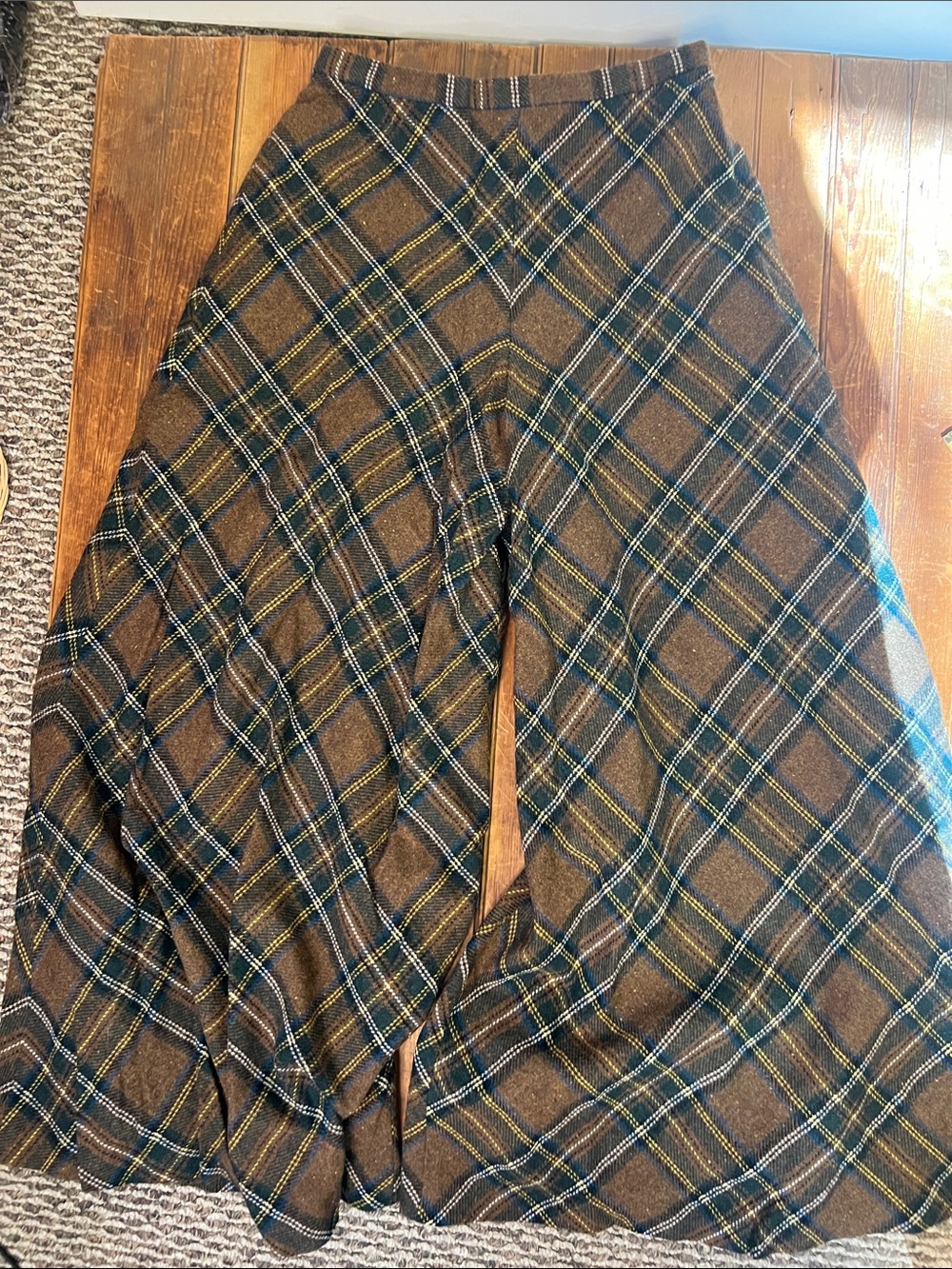 Vintage 1970s wool Palazzo Pants Plaid Brown